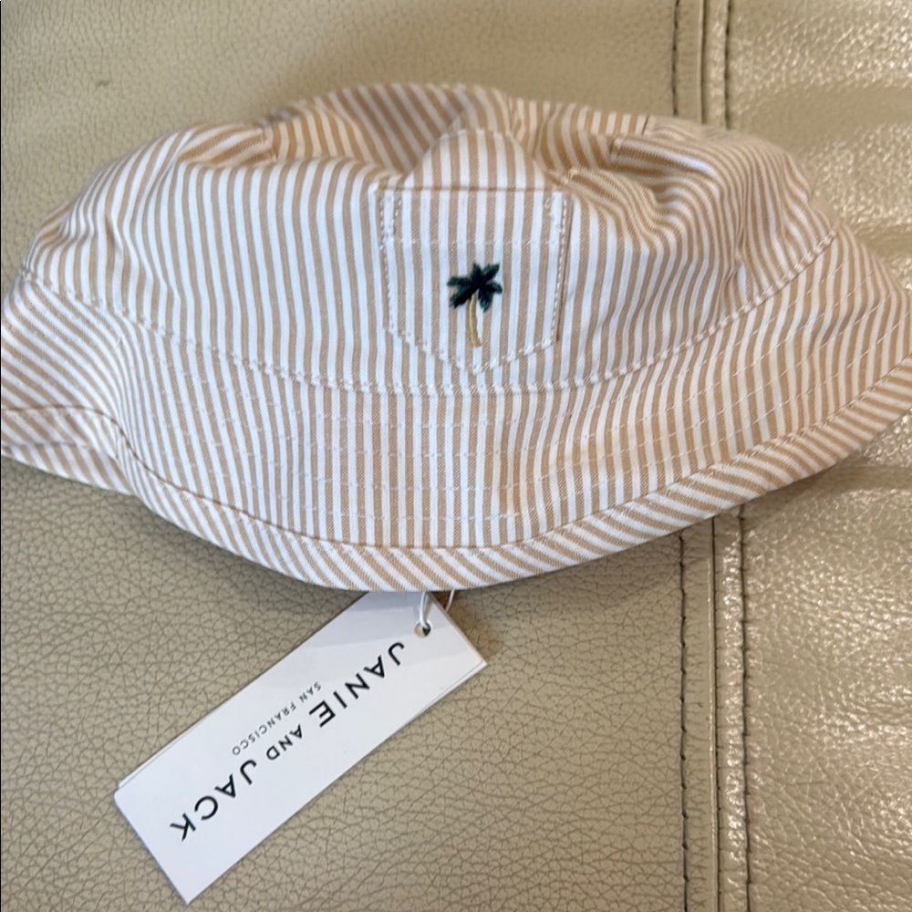 Janie and Jack Tan and Black Hat with Classic Curved Brim